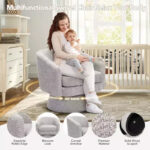 Swivel Accent Barrel Chair with Chenille Fabric Upholstery - Image 18
