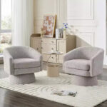 Swivel Accent Barrel Chair with Chenille Fabric Upholstery - Image 20