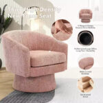 Swivel Accent Barrel Chair with Chenille Fabric Upholstery - Image 24