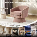 Swivel Accent Barrel Chair with Chenille Fabric Upholstery - Image 25