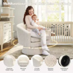 Swivel Accent Barrel Chair with Chenille Fabric Upholstery - Image 4