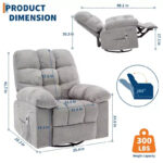 Swivel Rocking Recliner Chair with Massage and Heating – Upholstered Linen - Image 10