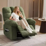 Swivel Rocking Recliner Chair with Massage and Heating – Upholstered Linen - Image 20