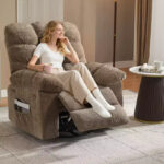 Swivel Rocking Recliner Chair with Massage and Heating – Upholstered Linen - Image 5