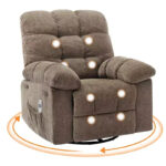 Swivel Rocking Recliner Chair with Massage and Heating – Upholstered Linen