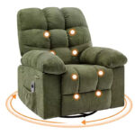 Swivel Rocking Recliner Chair with Massage and Heating – Upholstered Linen - Image 15