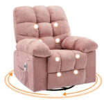 Swivel Rocking Recliner Chair with Massage and Heating – Upholstered Linen - Image 22