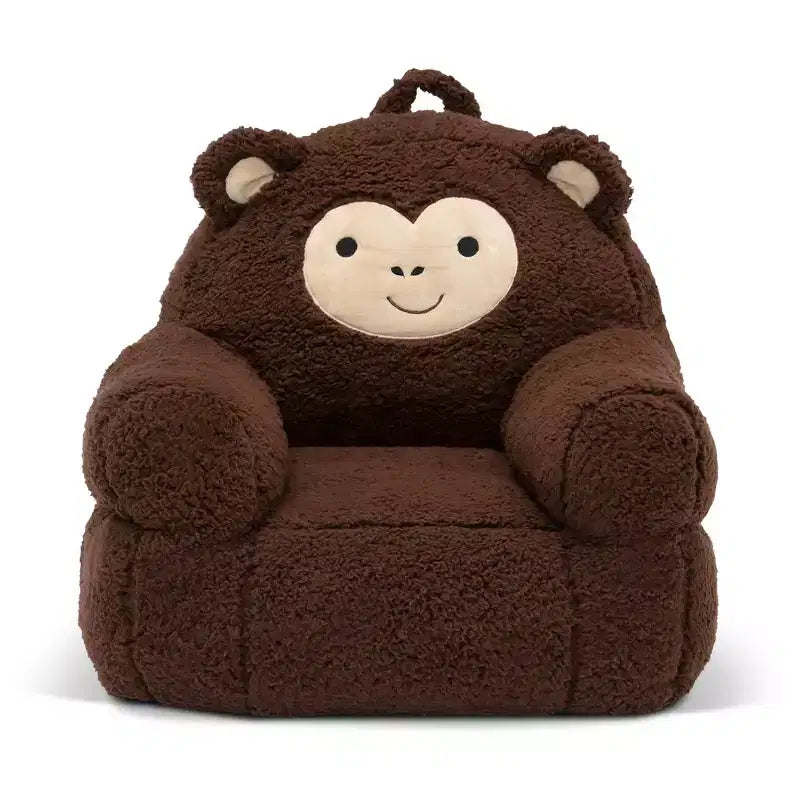1006598701_1 Kids Monkey Plush Chair, Brown - Image 1