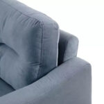 Velvet Upholstered Single Sofa Chair Modern Accent Armchair with Wooden Legs - Gray - Image 9