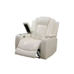 Power Recliner Chair, Electric Leather Reclining Chair with USB Charging, Storage & Cup Holder for Living Room, White - Image 2
