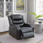 Power Recliner Chair with Adjustable Backrest – Faux Leather, Black