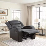 Power Recliner Chair with Adjustable Backrest – Faux Leather, Black - Image 2
