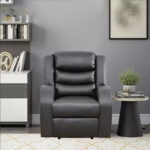 Power Recliner Chair with Adjustable Backrest – Faux Leather, Black - Image 3