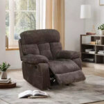 Manual Recliner Chair, Non-Pilling Breathable Fabric Reclining Chair with Adjustable Backrest for Living Room, Brown