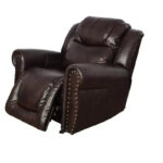 Manual Recliner Chair, Breathable Leather Reclining Chair with Adjustable Backrest for Living Room, Espresso - Image 4