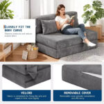 76-Inch Convertible Sofa Bed - 4-in-1 Folding Sleeper Loveseat with Corduroy Upholstery - Image 3