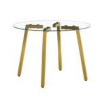 42-Inch Round Tempered Glass Dining Table with Gold Metal Legs - Image 6