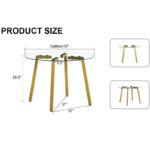 42-Inch Round Tempered Glass Dining Table with Gold Metal Legs - Image 7