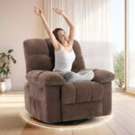 Rocking Recliner Chair, 360 Swivel Rocker, Single Sofa, Extra Wide Manual Recliner, Chenille Upholstery - Image 15