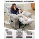 Rocking Recliner Chair, 360 Swivel Rocker, Single Sofa, Extra Wide Manual Recliner, Chenille Upholstery - Image 19