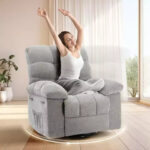 Rocking Recliner Chair, 360 Swivel Rocker, Single Sofa, Extra Wide Manual Recliner, Chenille Upholstery - Image 22