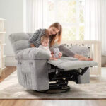 Rocking Recliner Chair, 360 Swivel Rocker, Single Sofa, Extra Wide Manual Recliner, Chenille Upholstery - Image 23