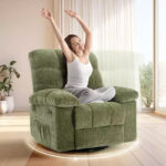 Rocking Recliner Chair, 360 Swivel Rocker, Single Sofa, Extra Wide Manual Recliner, Chenille Upholstery - Image 30