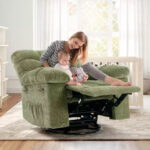 Rocking Recliner Chair, 360 Swivel Rocker, Single Sofa, Extra Wide Manual Recliner, Chenille Upholstery - Image 31
