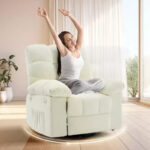Rocking Recliner Chair, 360 Swivel Rocker, Single Sofa, Extra Wide Manual Recliner, Chenille Upholstery - Image 7