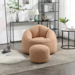 Foam Filled Bean Bag Chair with Foot Stool - Image 14