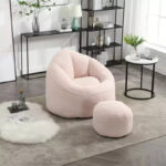 Foam Filled Bean Bag Chair with Foot Stool - Image 6