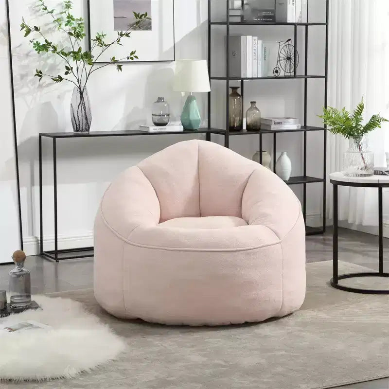 1006907918_pink_1 Foam Filled Bean Bag Chair with Foot Stool - Image 1