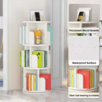 Rotating 3-Tier Wooden Bookshelf with Open Compartments - Image 2