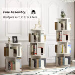 Rotating 3-Tier Wooden Bookshelf with Open Compartments - Image 6