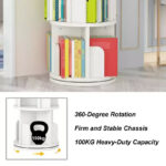 Rotating 3-Tier Wooden Bookshelf with Open Compartments - Image 7
