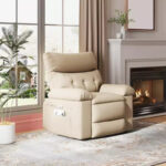 PU Leather Power Lift Recliner Chair with Cup Holders and Adjustable Backrest