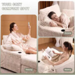 Oversized Chaise Lounge Chair with Storage - Upholstered Corduroy Sofa Chair with 3 Pillows for Home - Image 5