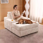 Oversized Chaise Lounge Chair with Storage - Upholstered Corduroy Sofa Chair with 3 Pillows for Home - Image 9