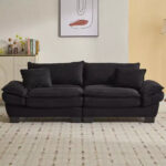Corduroy Sofa Sleeper Loveseat with Pillows - Image 13