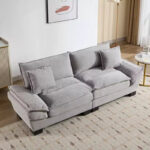Corduroy Sofa Sleeper Loveseat with Pillows - Image 61