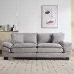 Corduroy Sofa Sleeper Loveseat with Pillows - Image 62