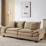 Corduroy Sofa Sleeper Loveseat with Pillows - Image 51
