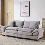 Corduroy Sofa Sleeper Loveseat with Pillows - Image 60