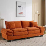 Corduroy Sofa Sleeper Loveseat with Pillows - Image 70