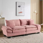 Corduroy Sofa Sleeper Loveseat with Pillows - Image 71
