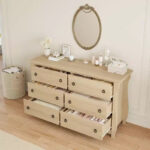 Wide 6-Drawer Wooden Dresser with Textured Front - Image 12