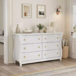 Wide 6-Drawer Wooden Dresser with Textured Front - Image 4