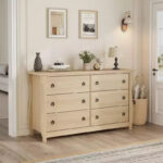 Wide 6-Drawer Wooden Dresser with Textured Front - Image 9