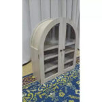 Light Gray Arched Wall Cabinet with Glass Door and Adjustable Shelves
