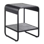 21 Inch Modern End Table with Open Shelves, Wood, Gray, Black - Image 3